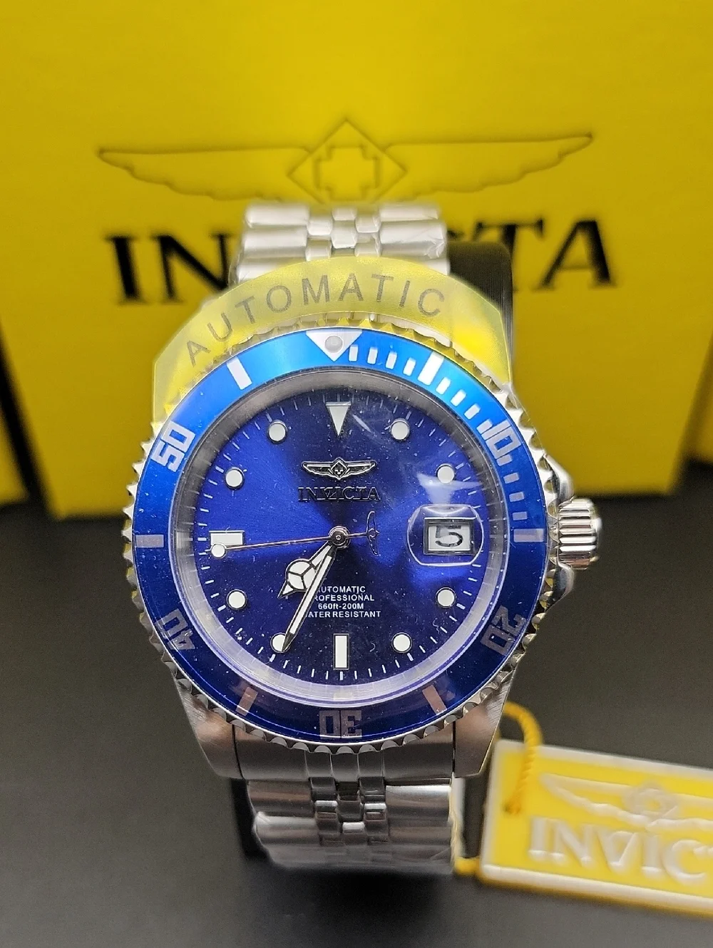 29179 Invicta Mens Automatic Pro Diver 42mm Navigator Vivid Blue Watch Stainless